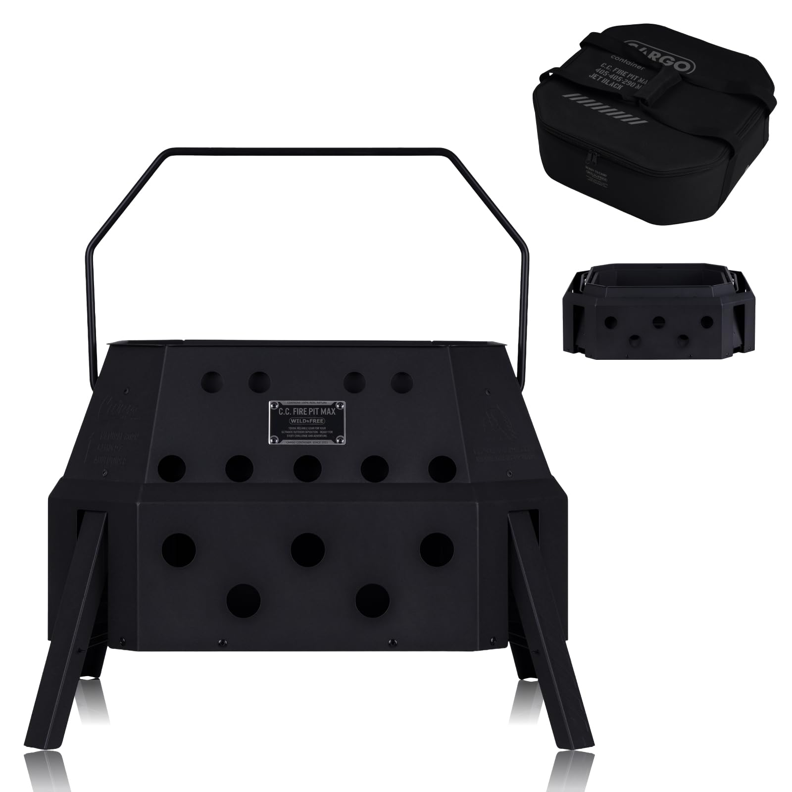 CARGO CONTAINER カーゴコンテナ FIRE PIT MAX 焚き火台 焚火台 ポップアップピット ワンアクション設営 二次燃焼 キャンプ アウトドア 収納ケース付き CARGO container キャンプ用グリル・焚火台｜焚き火用品専門店 AIRLINK BONFIRE