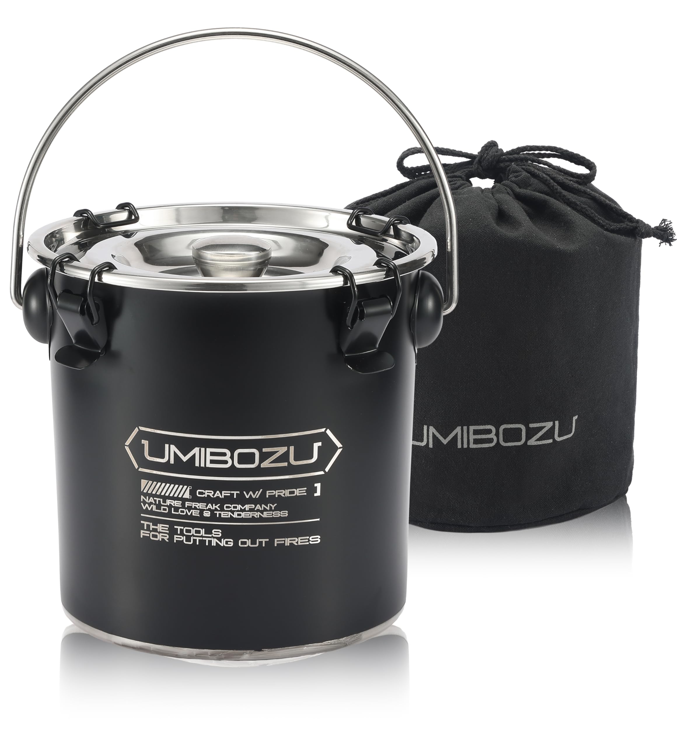 Umibozu(ウミボウズ) 火消し壺 焚き火 ステンレス 炭消し壺 国内検品 キャンプ 収納袋付き (ブラック M) Umibozu 火起こし｜焚き火用品専門店 AIRLINK BONFIRE
