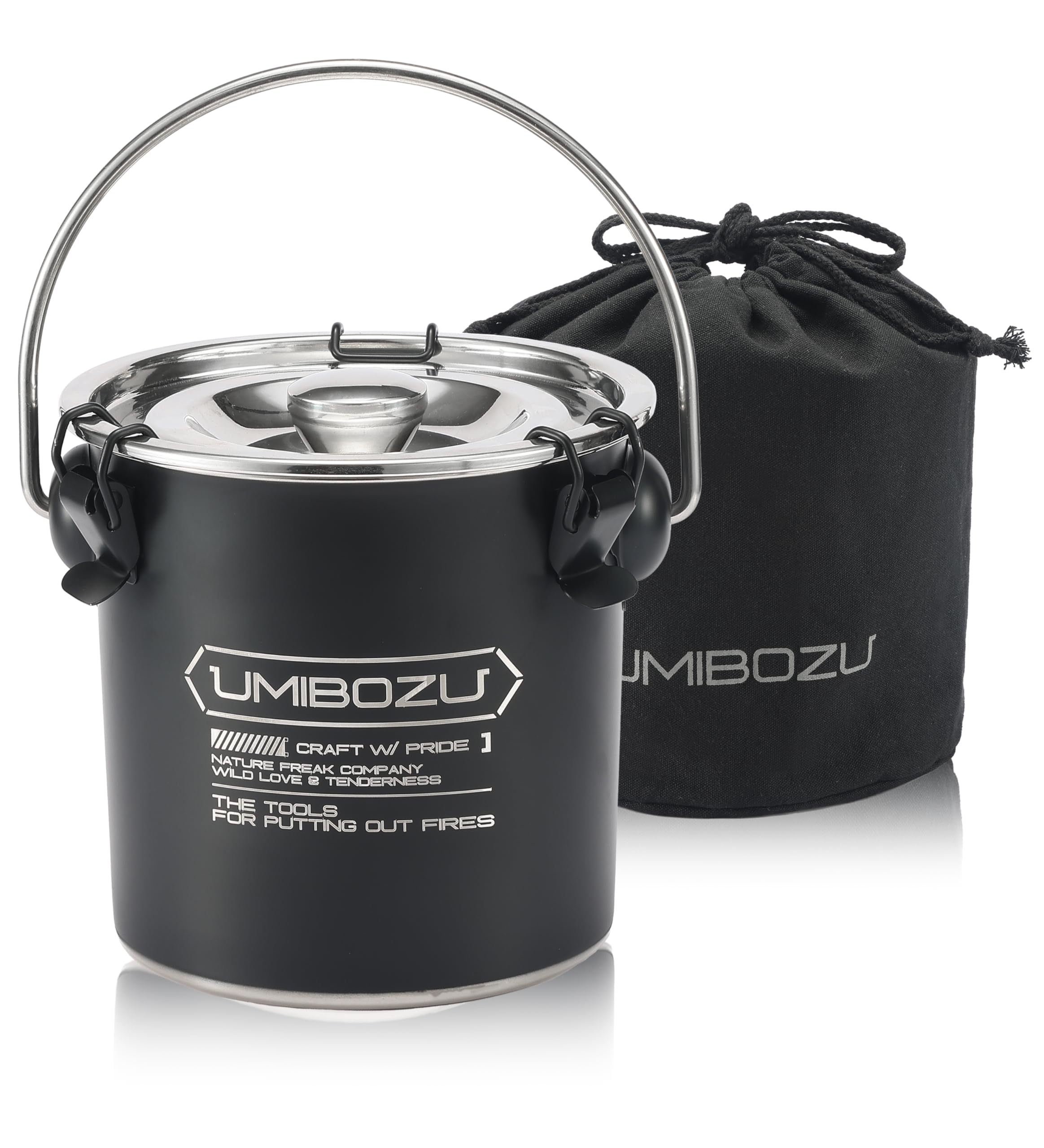 Umibozu(ウミボウズ) 火消し壺 焚き火 ステンレス 炭消し壺 国内検品 キャンプ 収納袋付き (ブラック S) Umibozu 火起こし｜焚き火用品専門店 AIRLINK BONFIRE